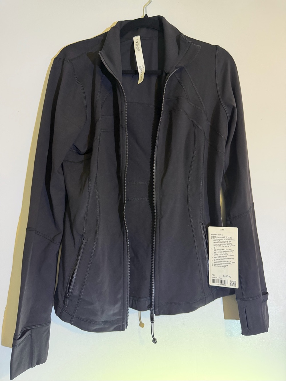 NWT lululemon Black Size 10 Define Luon Zip-Up Jacket